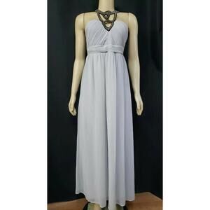 Ally Fashion Gray Embellished neck trim Long Women's Dress Size US 6 NWT #W2